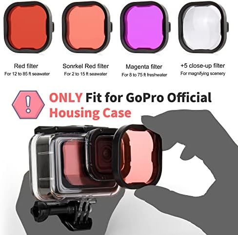 Close-up of red and magenta dive filters for GoPro underwater photography