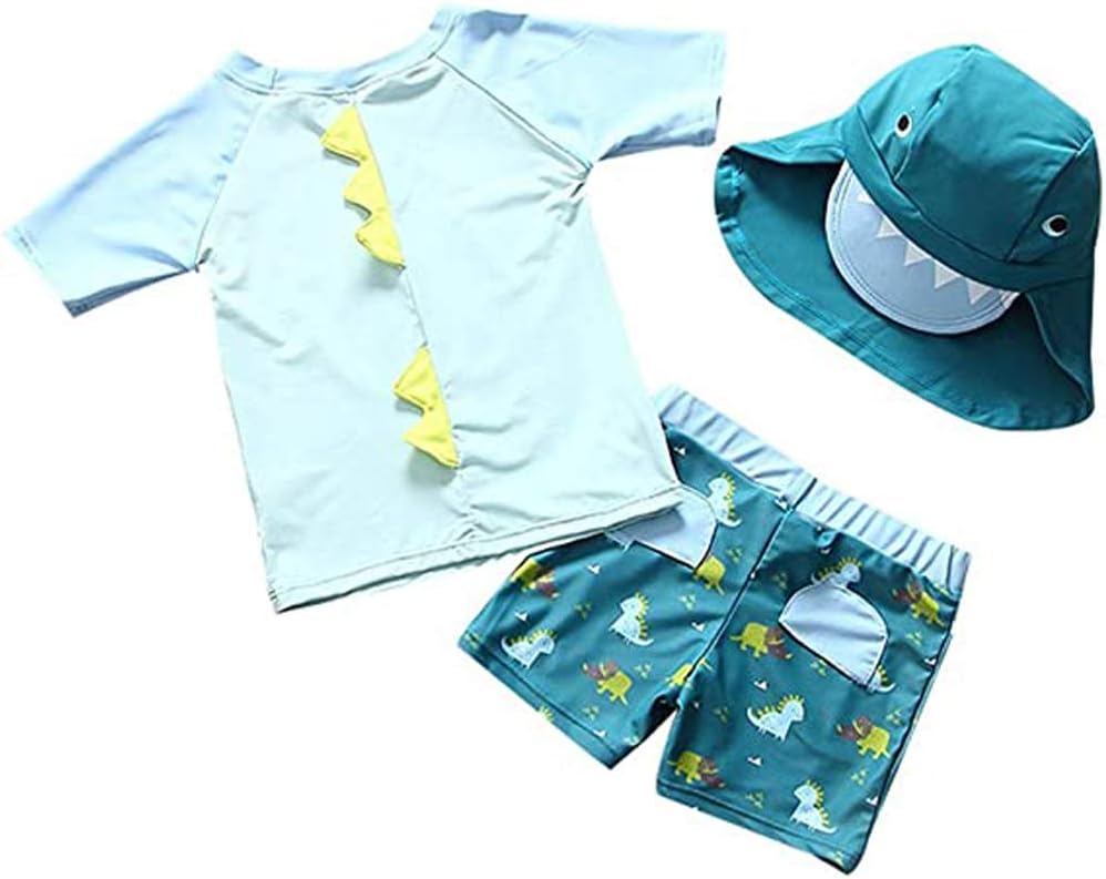 Tunoluker toddler boys rash guard top and swim trunks close up