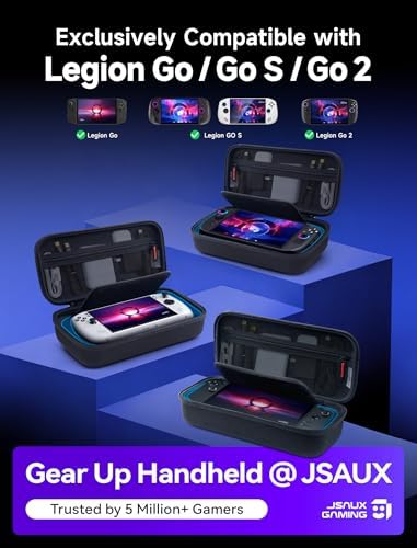 Spacious interior layout of JSAUX hard travel pouch for handheld gaming consoles.