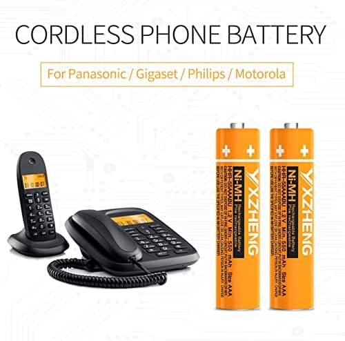 Authentic USA imported replacement batteries for DECT 6.0 cordless phones displayed in retail configuration.
