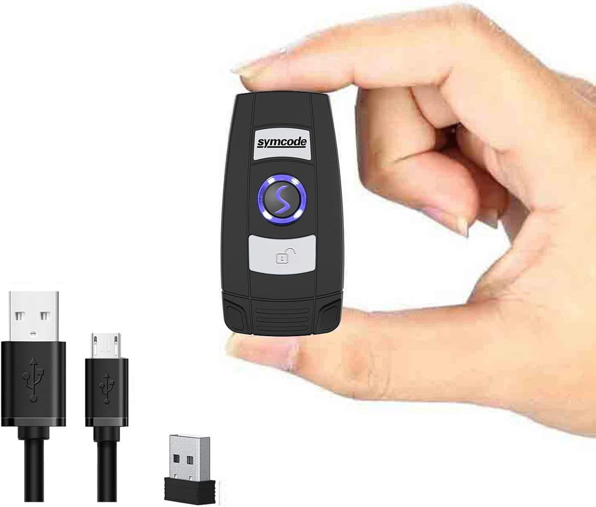 Symcode mini 2d portable handheld bluetooth barcode scanner front view wireless reader