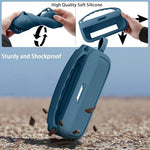 co2CREA silicone case for Bose showing sturdy aluminum carabiner attached to a backpack