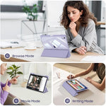 Fintie iPad Air purple smart case with built in pencil holder slot