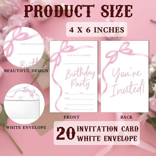 JUPXB fill in birthday invitation cards pack of twenty with matching envelopes