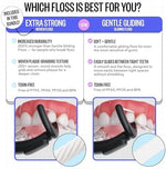FLAUS replacement dental picks showing close up of the ultra strong woven microfiber thread