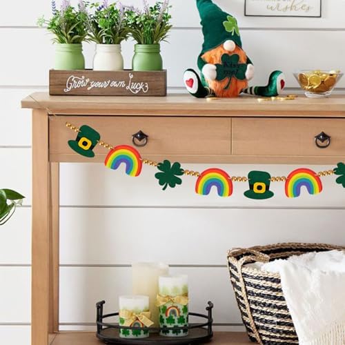 KnomeKo brand lightweight green and gold festive banner layout showcasing the full set length.