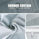 Gelbchu bathroom curtain set showing twelve reinforced buttonholes with plastic hooks