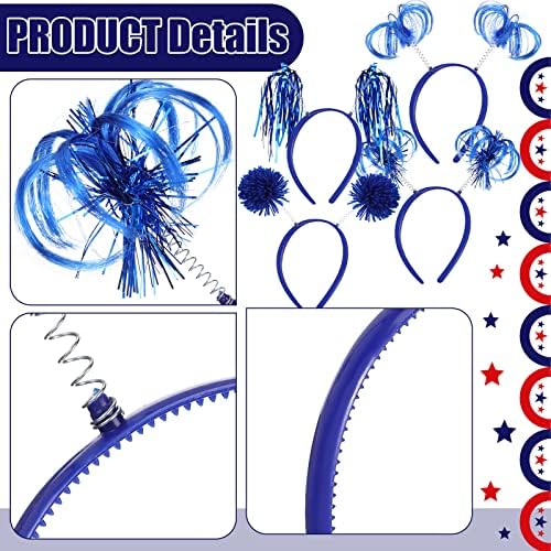Blue festive pom pom headbands spring antenna detail