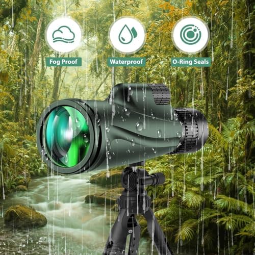 KTBDING green monocular telescope being used for bird watching and wildlife observation in nature