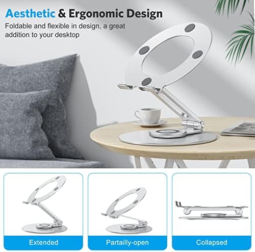 Omoton rotating notebook holder showcasing anti slip silicone protective pads on the top cradle