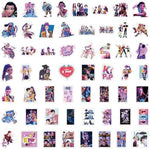 Close up of Demon Hunters anime character stickers