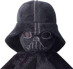 Close up shot of the embroidered plush Darth Vader head attached to the security blanket.