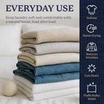 Premium 100 percent wool dryer balls set of four showing close up texture and size.