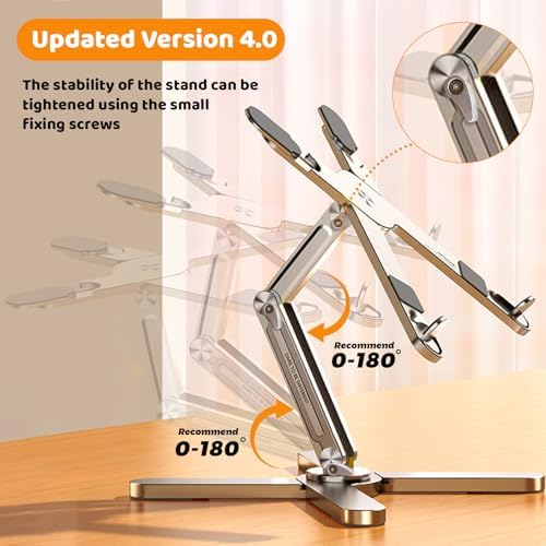 Moallia aluminum laptop riser adjusted to eye level position on a modern desk