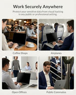 Professional using Afterplug magnetic privacy filter in office