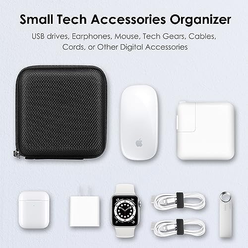 FINPAC small tech pouch containing a MacBook power adapter and coiled white cable
