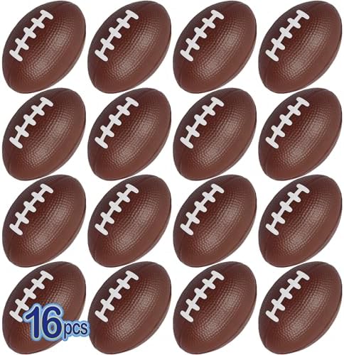Anapoliz party favor footballs bulk collection arranged to show complete sixteen piece set contents