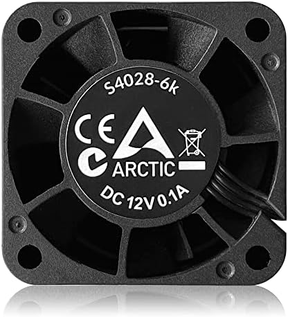 Arctic S4028-6K 12 Volt Direct Current cooling fan showing premium impeller blades