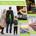 Two luggage tags included with car seat travel accessory