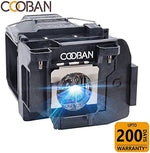COOBAN replacement projector lamp module side view detailing the heat resistant polymer housing and alignment tabs.