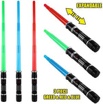 Light up saber swords in extended and retracted positions