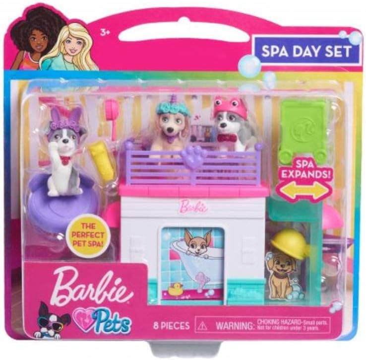 Barbie Pets Spa Day Playset front view of expandable salon toy
