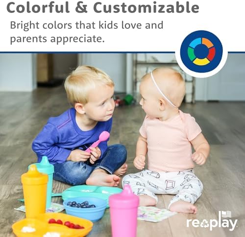 Side profile of Re-Play deep-walled kids dinnerware showing compartment depth