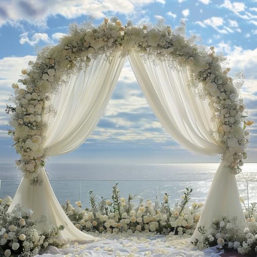 Xiomot sheer backdrop drapes used for elegant bridal shower photo booth decoration