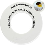 Relax and Wax Reusable Silicone Wax Collar front view protecting an electronic wax warmer machine.