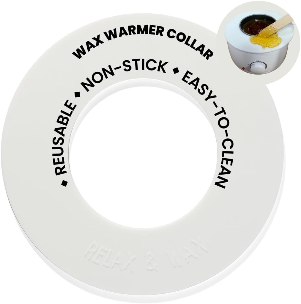 Relax and Wax Reusable Silicone Wax Collar front view protecting an electronic wax warmer machine.