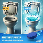Close up of Active toilet tank cleaner tablet inside water