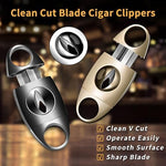 V-Cut Cigar Cutter, Stainless Steel Sharp Blade Cigar Guillotine Scissors for Men(Grey) - Image 4