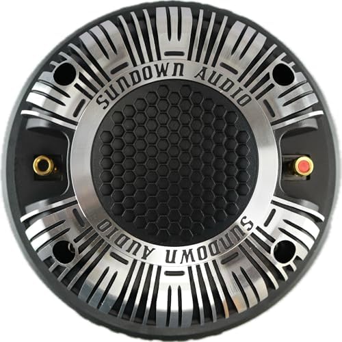 Sundown Audio SHFTL 110W RMS 4 Ohm super horn rear perspective detailing the protective die cast aluminum back cover