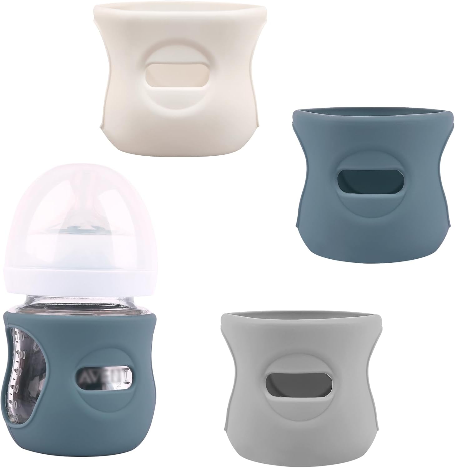 HUAKENER silicone sleeves for avent natural glass baby bottles front view
