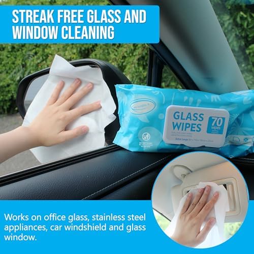Air Jungles glass wipes used on a bathroom mirror showing streak free results.