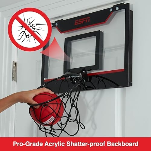ESPN mini basketball hoop mounted on a bedroom door