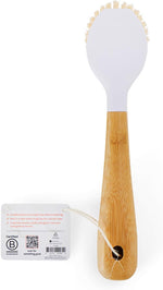 Full Circle bamboo handle dish brush angled product shot.