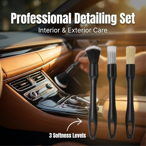 Poejeh car detailing bundle with non-sticky gel being pressed into a vehicle air conditioning vent.