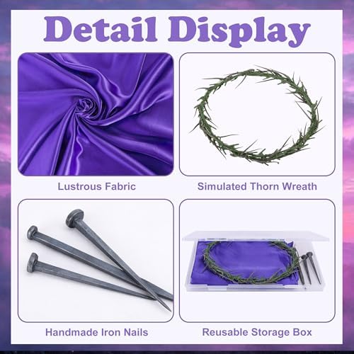 Mizelu Easter Crown Of Thorns set with purple satin cloth