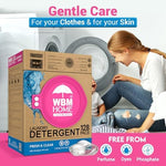 WBM 4D stain remover laundry pods back panel detailing the phosphate free formula.
