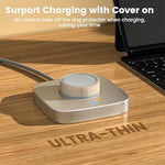 Close up view of the orientation indicator notch on the ultra thin smart ring sleeve.