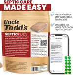 Uncle Todd's septic capsules close up view highlighting eco friendly dissolvable pod texture