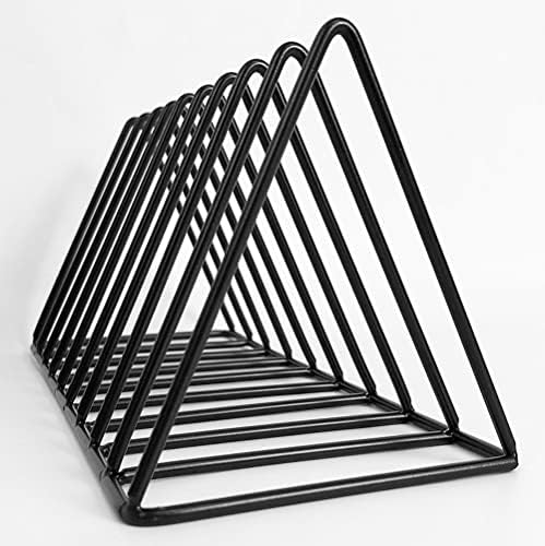 Side profile of the durable iron desktop compact disc holder with eighteen storage slots.