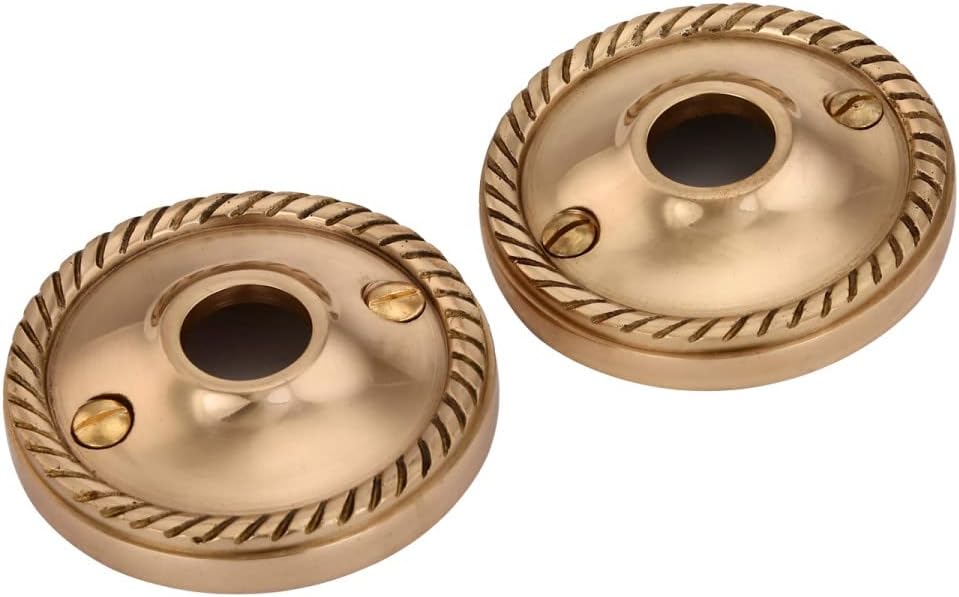 Renovators Supply Manufacturing Door Knob Rosette Pair 2.38 in. Antique Brass Decorative Door Knob Rosette - Image 11