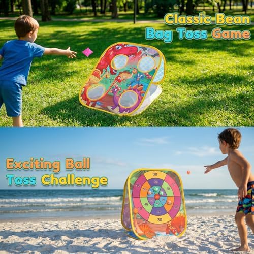 HelloJoy 2-in-1 foldable cornhole and dart board for kids
