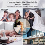 Full size premium white bed sheet spread evenly across a luxury mattress.