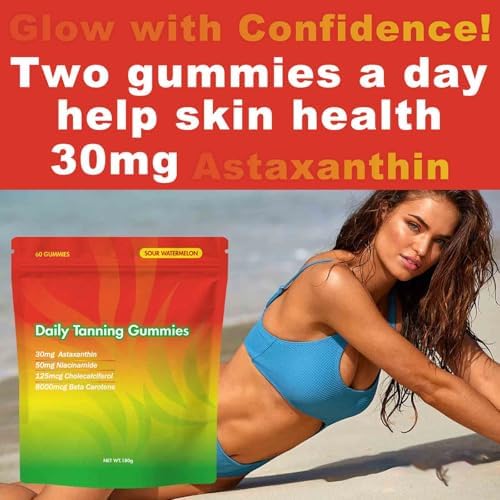 Daily ingestible skincare gummies for sunless tanning and skin health