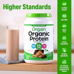 Orgain protein powder mixed in a shaker bottle