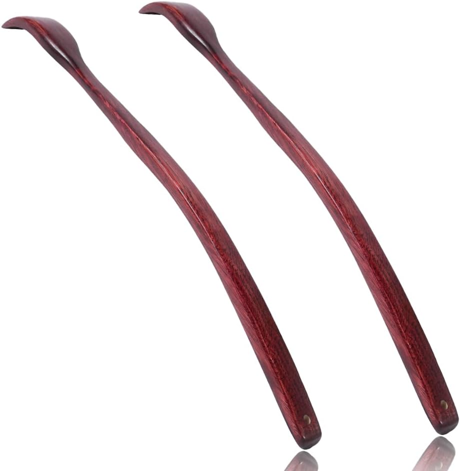 ITCHY-BAN Oversized Wooden Back Scratcher front view showing the 18 inch curved handle layout.