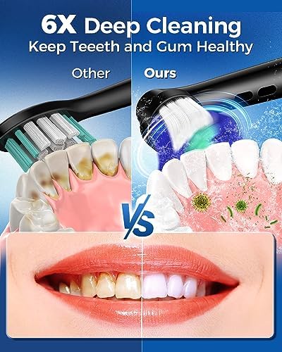Rechargeable electric toothbrush showcasing the built in two minute smart timer